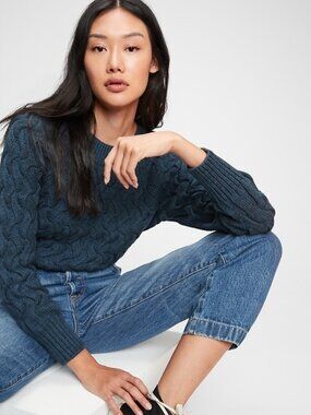 NWT Gap Cable Knit Sweater – 100% Cotton, Dark Teal Blue